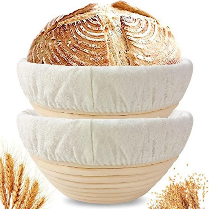 

Корзины для хлеба, корзина из гидроизоляции, круглые чаши из ротанга для хлеба с вкладышами для домашней выпечки, 23 см