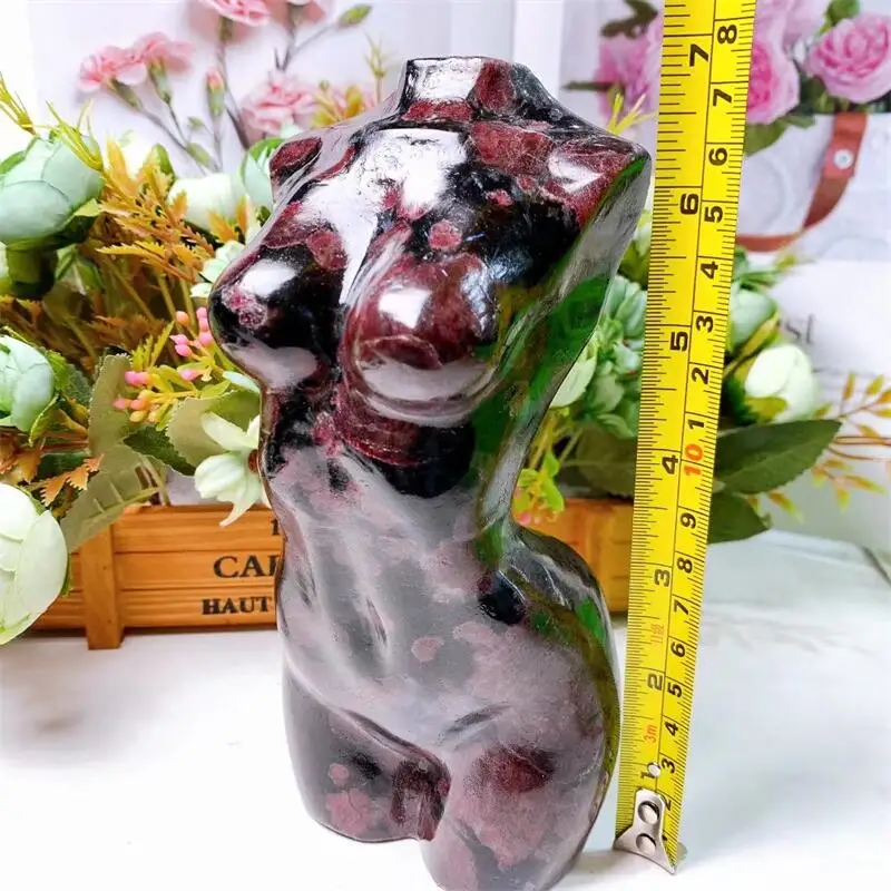 17.5cm přírodní granát paní tělo řezbářský sochu ruční vyřezávaný hojení sytý Feng Shui domácí dekorace dar 1ks