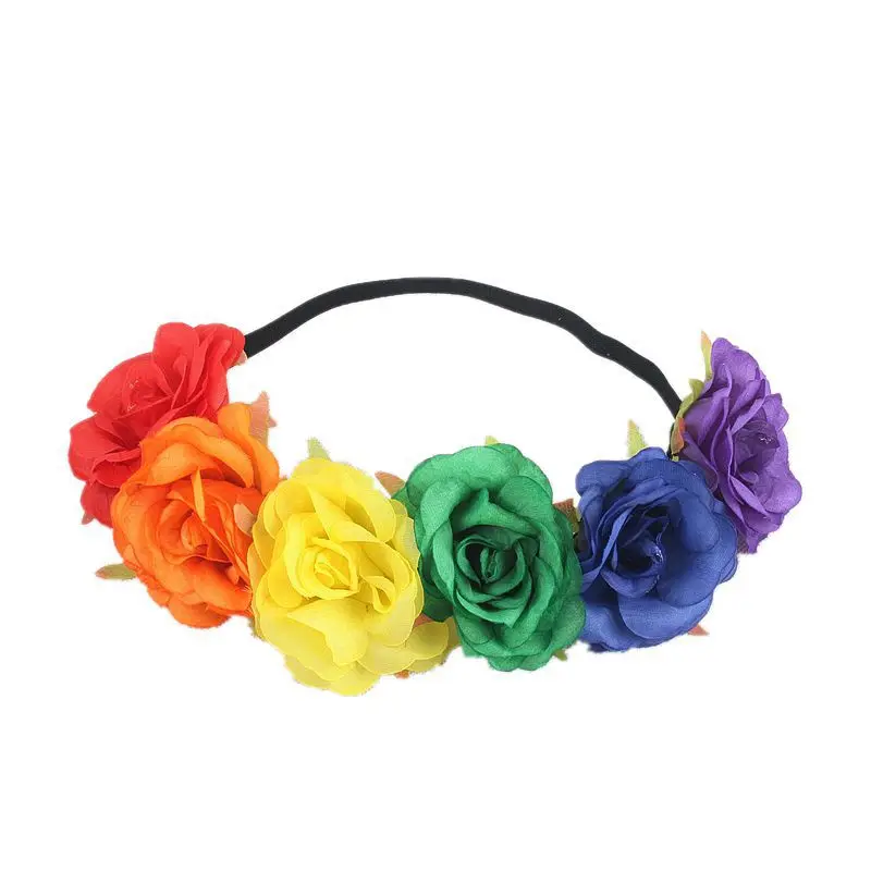 

8 Color Women Wedding Floral Headband Charm Flower Party Bride Garland Princess Wreath Girls Crown Headdress Hair Accessories