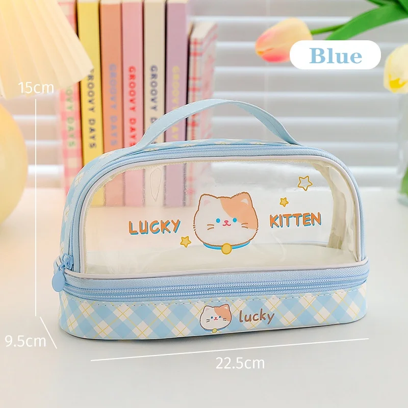 Double Layer Transparent Pencil Case Japanese High Capacity School Supplies  Stationery Cute Utiles Escolares Aesthetic Storing - AliExpress