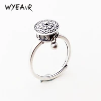 WYEAIIR 925 Sterling Silver Rotatable Vintage Thai Silver Creative Amulet Resizable Opening Ring For Women Luxury Jewelry 1