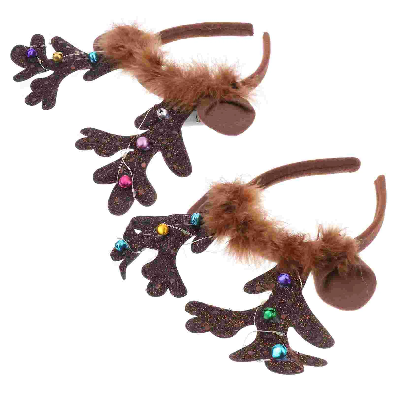 

2 Pcs Pet Antler Headband Christmas Headdress Glow Xmas Decor Hair Accessories Reindeer Glowing Ear