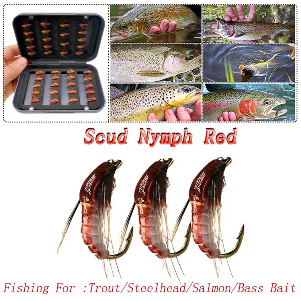 

24pcs/Box Insect Bait Lure Realistic Nymph Scud Fly For Trout Fishing Artificial Insect Bait Lure Bait Exquisite Feath