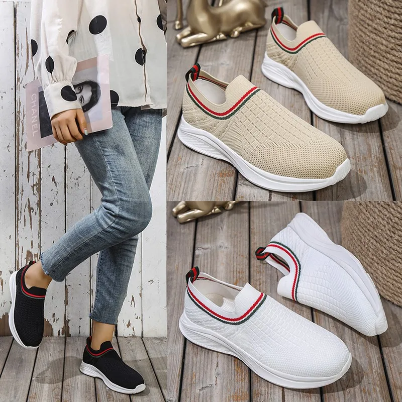 

Women Vulcanized Fashion Shoes High Quality Women Sneakers Slip On Flats Shoes Women Loafers Plus Size 43 Walking Flat