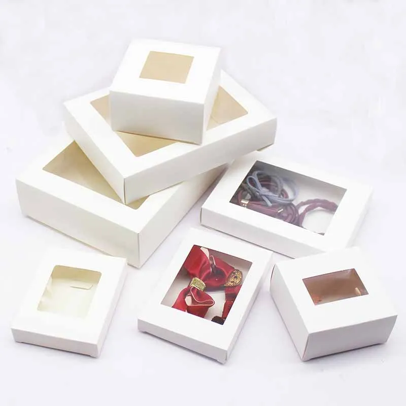 5Pcs Kraft Paper Cookie Candy Box PVC Window for Wedding Christmas Gift ...