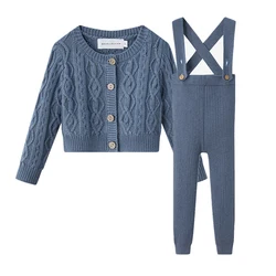 Blue Shabbos Collection: Soft Wool Knitted Family Matching Outfits in 100% Cotton with Grid Pattern - Click Switch style (Blue Baby Set)