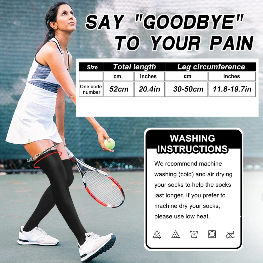 1Pair Over Knee Compression Sock Women & Men Elastic Thigh High Stockings for Running, Cycling, Athletic, Travel, Nursing thigh high socks