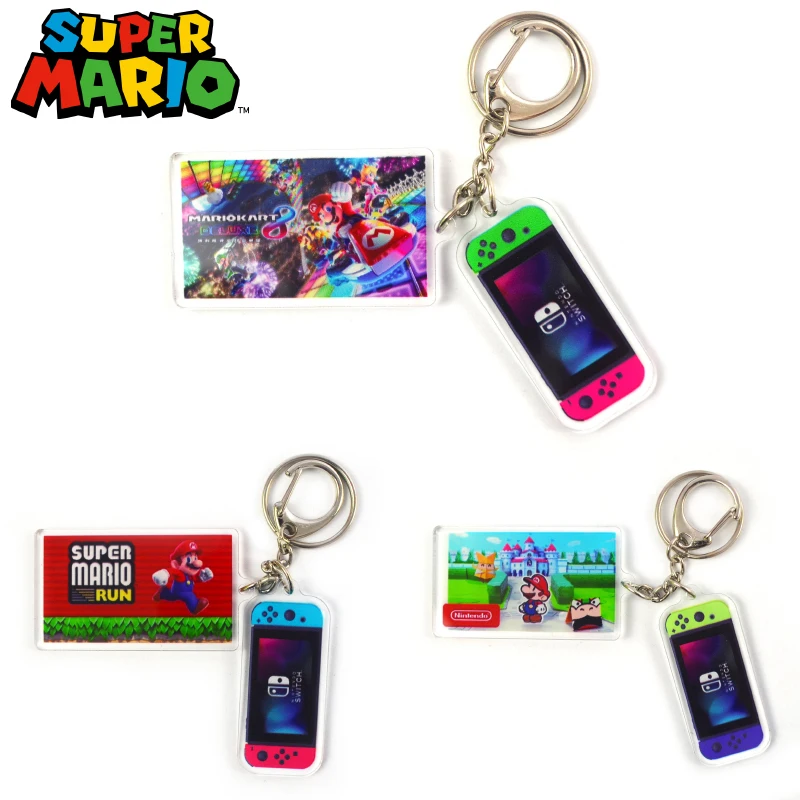 Super Mario Bros Anime Switch Mario Portachiavi In Plastica Acrilica Accessori Per Ciondoli Periferici Decorazione Giocattolo Per Bambini Regali Di Co