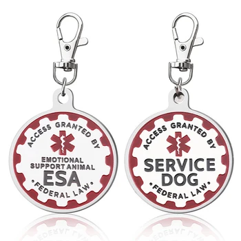 2Pcs Service Dog Tags Stainless Steel Engraved Nameplate Emotional Support Animal ESA Service Dog ID Tags Dog Collar Accessories 1