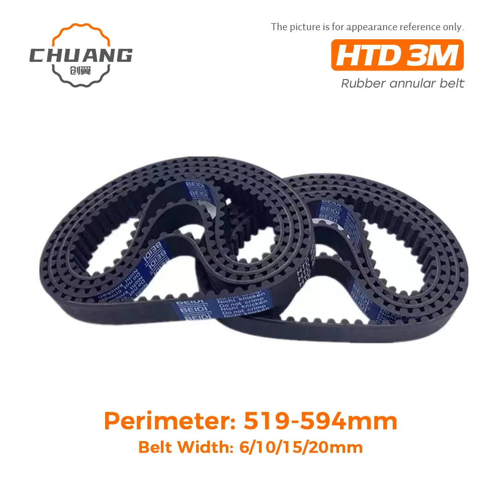 

HTD 3M BeiDi Closed Timing belt Width 6/10/15/20mm Perimeter Loop=519-594mm