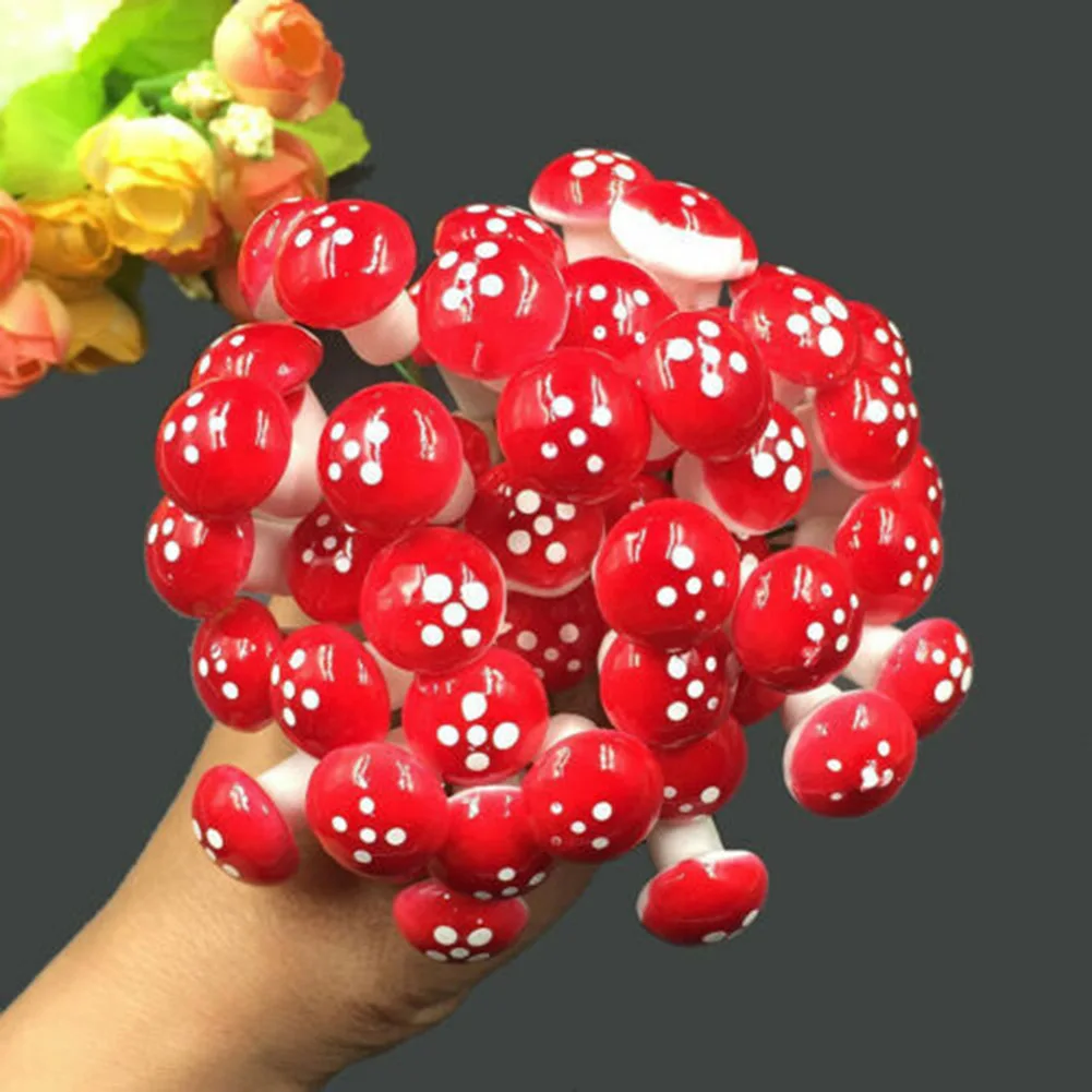 

25/100x Small Toadstool Mushroom Fairy Garden Ornament Decoration Crafts Tool Cartoon Crafts Decorations Stakes Craft