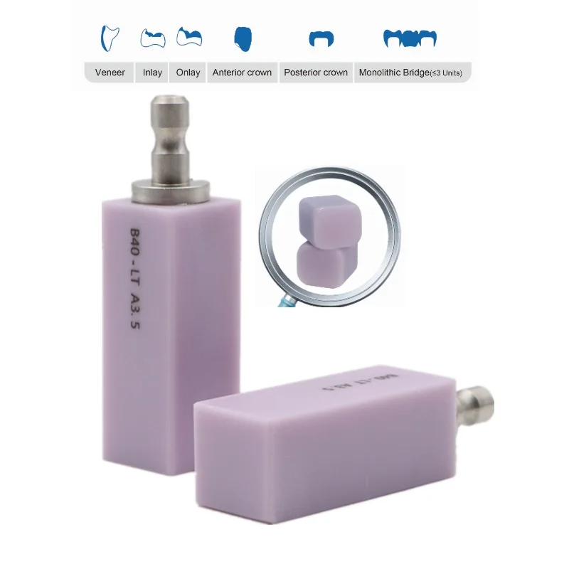 4PCS CAD/CAM Dental Lithium Glass Ceramic Block B40 Chairside Material Dental Glass Ceramic