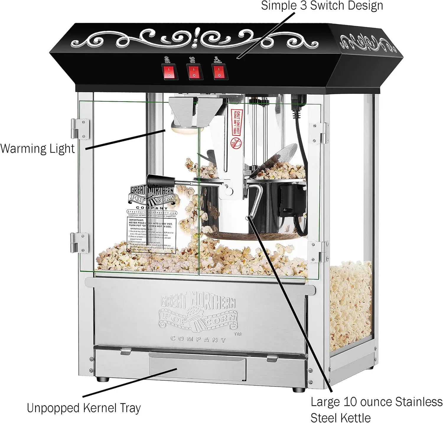 10 oz Perfect Popper Countertop Style Popcorn Machine Black