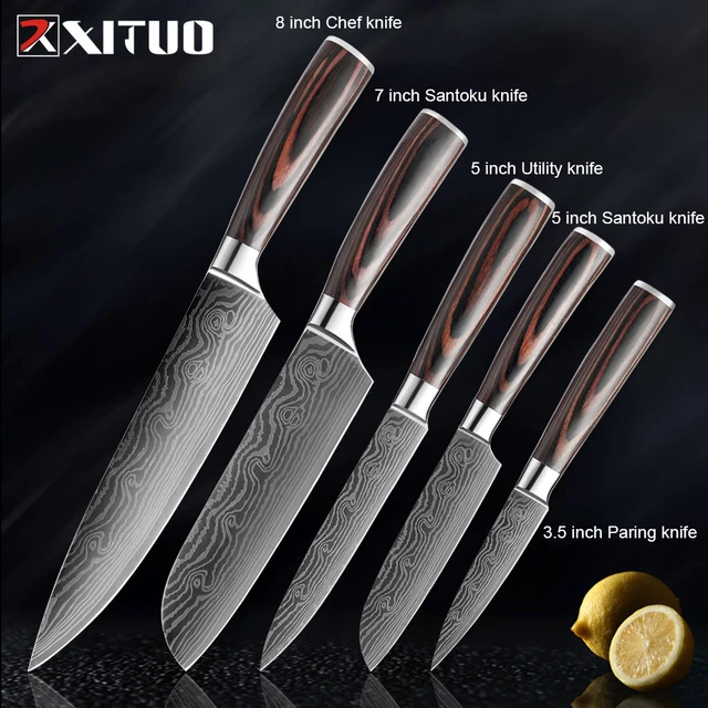 5Pcs/set Professional Chef Knife Paring Utility Santoku Slicing Chef  Cooking Knife Kitchen Slicing Knife Santoku Knife Kitchen Knife Set Steel  Knife