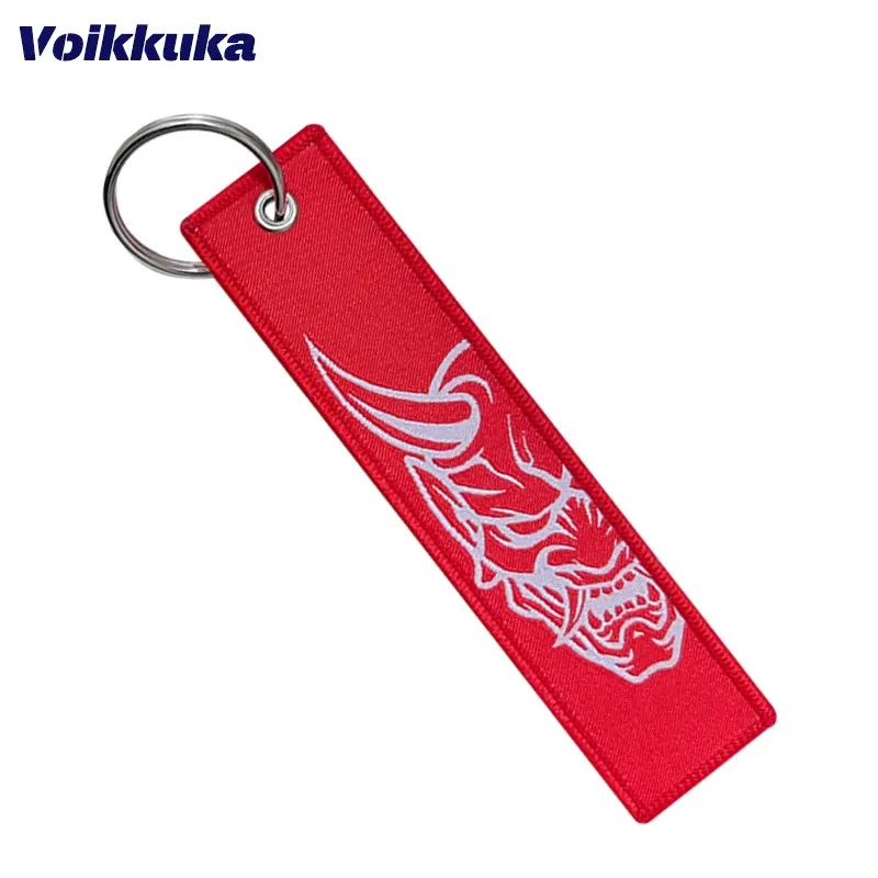 1Pc/2Pcs/3Pcs Set Sale Red Tag Midnight Club Oni Mask Both Sides Embroidery Patterns Funny Keychain Motorcycle Wholesale - Image 5