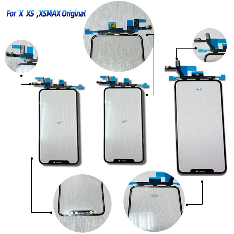 LCD Display Replacement Touch Screen Digitizer Replacement 5Pcs For Apple Iphone X XS XSmax No Welding Touch Screen + OCA Digitizer Front Glass Lens Outer Panel Flex