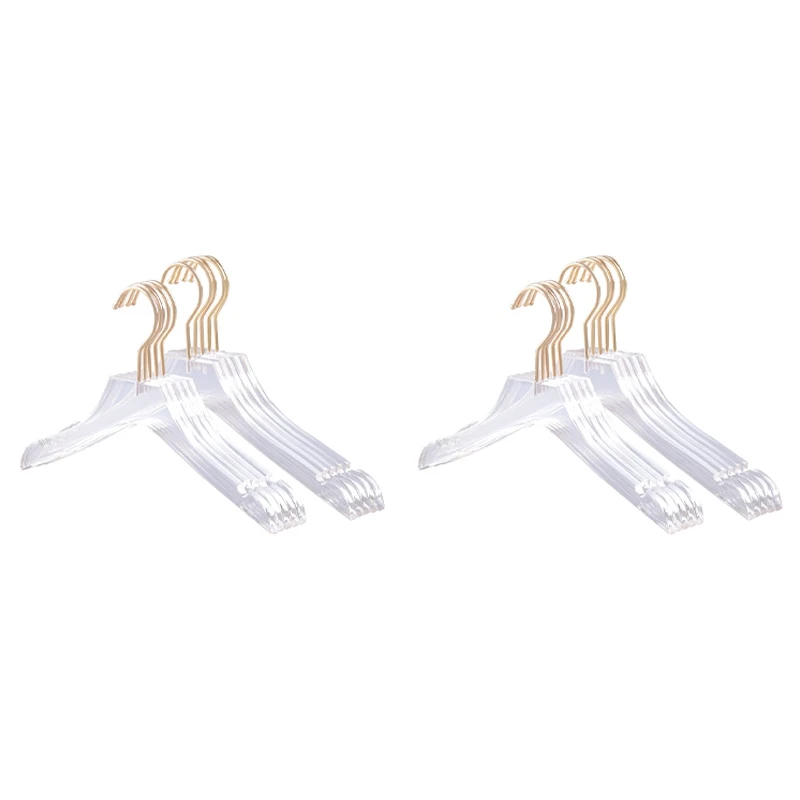 

20 Pcs Clear Acrylic Clothes Hanger With Gold Hook, Transparent Shirts Dress Hanger With Notches For Lady Kids S