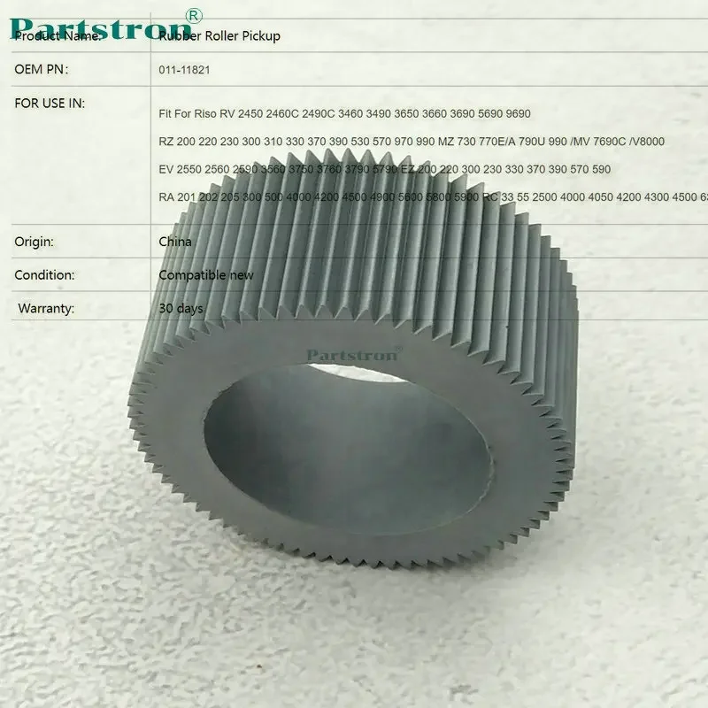 Parstron Rubber Roller Pickup 011-11821 for RISO RV RZ EV EZ MV MZ RA RC V8000 Duplicator Parts