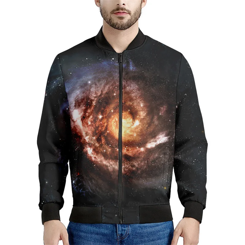 thumbnail image 1 of Chaqueta con cremallera y estampado de universo colorido para hombre, abrigo con estampado 3D de galaxia y espacio, chaquetas casuales holgadas, ropa de calle, mangas largas, 1 of 4
