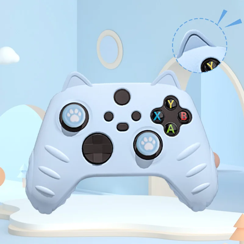Cat Paw Silicone Soft Shell Protetor Adesivo Pele para Xbox Series x s Game Controller Case Polegar Stick Grip Cap Capa Xss Xsx - Image 5