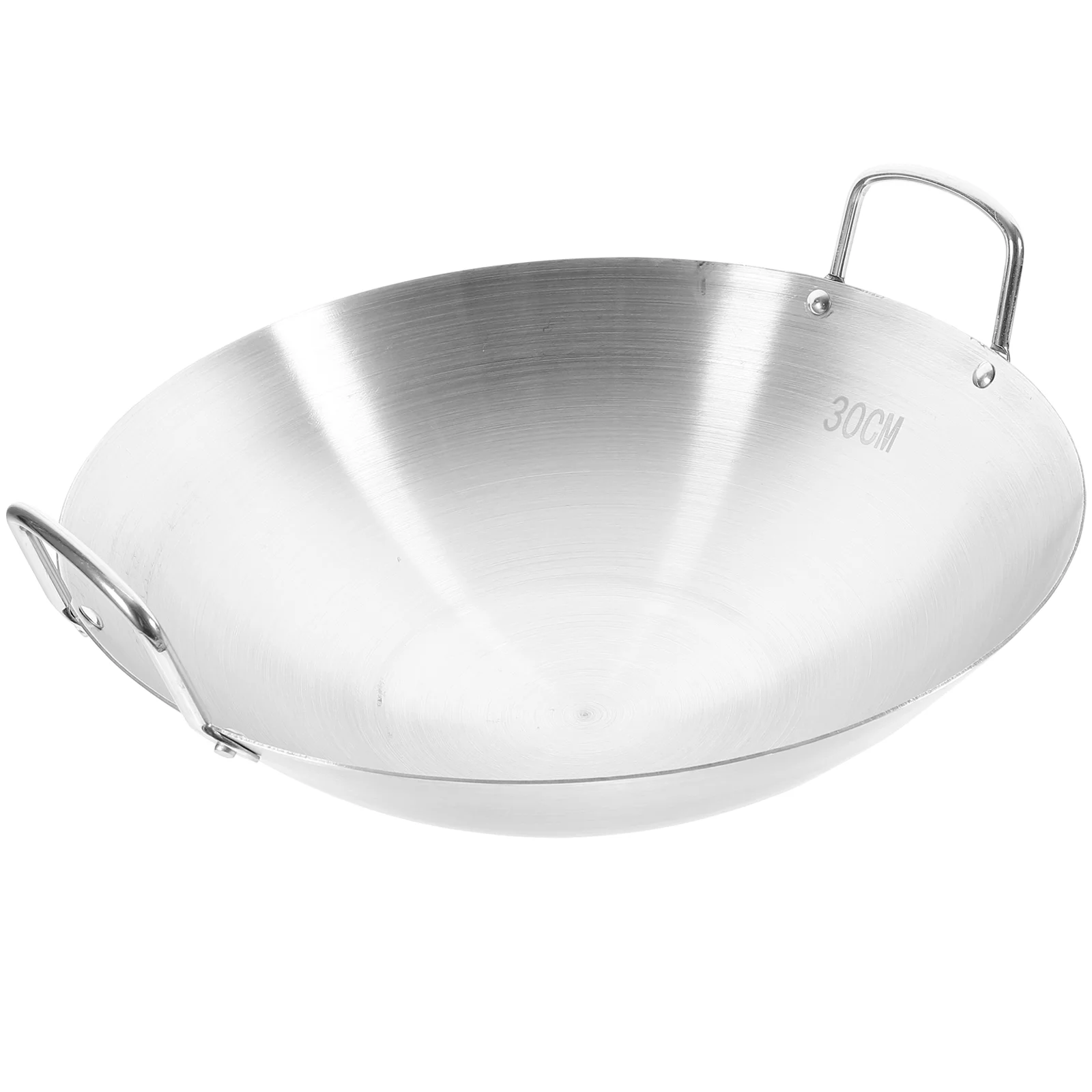 

1pc Durable Home Binaural Wok Stainless Steel Wok Frying Pan Universal Wok