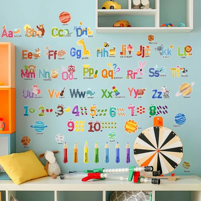 

Creative Digital English Animal Children Enlightenment Preschool Education Children's Room Kindergarten Background Wall Stickers