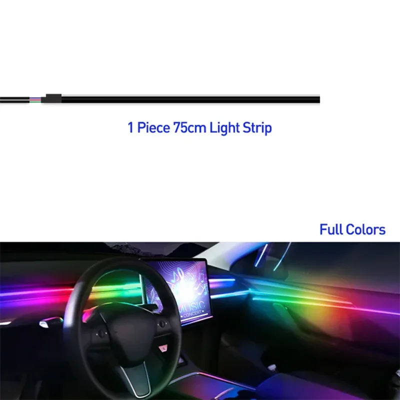 Tesla Car Ambient Lights - RGB 64-Color LED Interior Strip Symphony Atmosphere Lamp Accessories