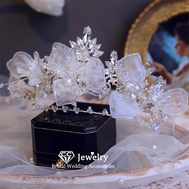 

CC Luxury Tiaras Women Accessories Wedding Hairwear Bridal Headpiece Engagement Hair Ornaments 100% Handmade Crystal Crown AN406