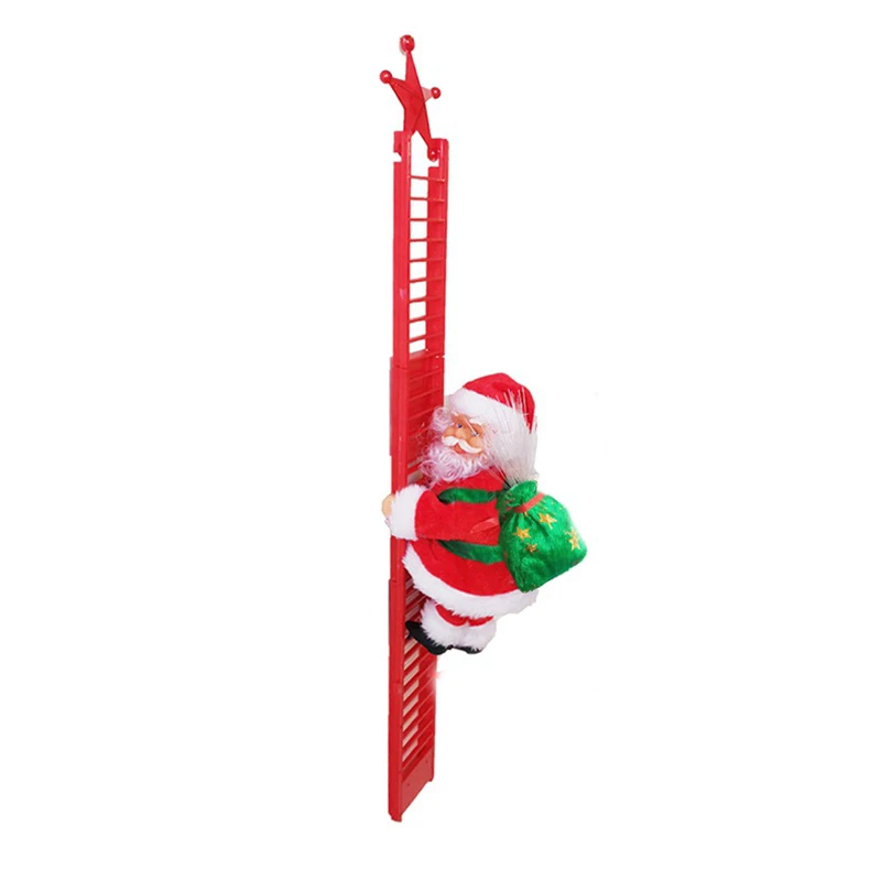 Kids Plush Toys Electric Santa Claus Climbing Ladder Toys Singing Up and Down Santa Claus Doll for Christmas Tree Xmas Decor Toy