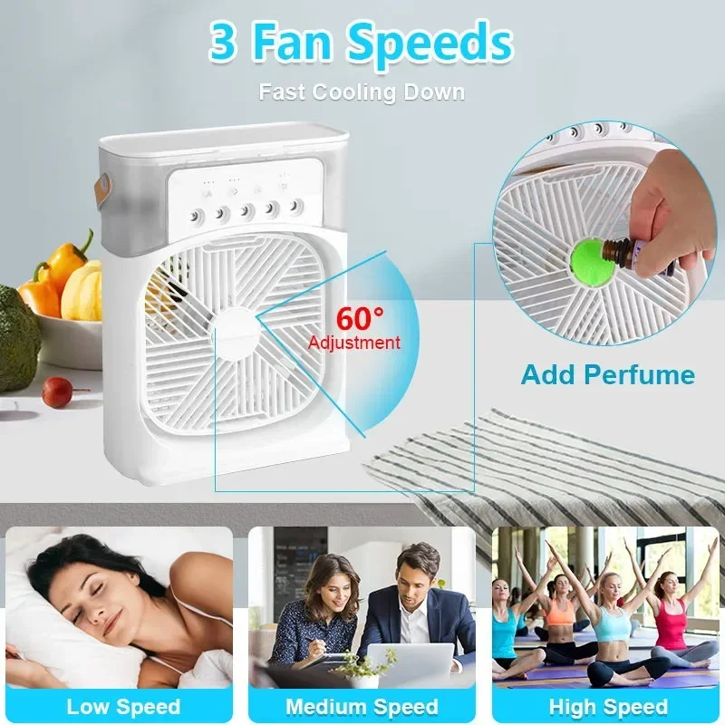 3 In 1 Fan AIr Conditioner Household Small Air Cooler LED Night Light Portable Air Adjustment Fan Office Home Fan New 4