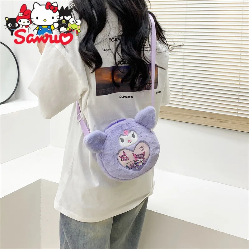 

Sanrio Kuromi Hello Kitty Melody Cinnamoroll Pochacco Cute Plush Bag Bag Women's Cartoon One-shoulder Cross-body Bag 24x7x16cm