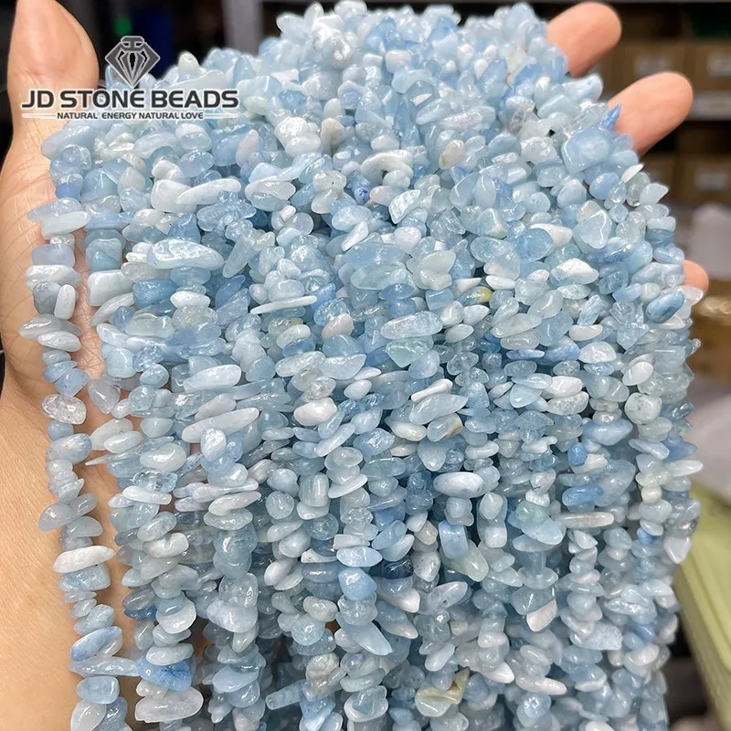 

3-5mm Natural Aquamarine Irregular Shape Freeform Chips Bead Loose Spacer Gravel Stone For Jewelry Making Diy Bracelet Accessory