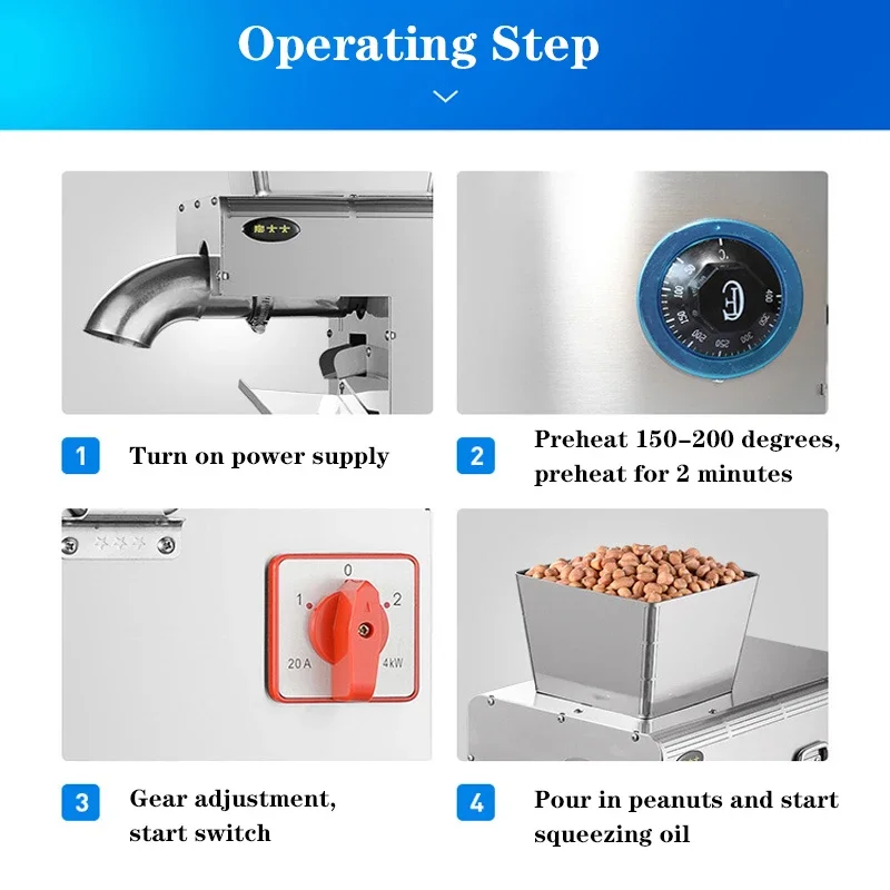 1000W Oil Press Stainless Steel Hot And Cold Fryer Peanut Sesame Oil Press Automatic Hemp Perilla Seed Extractor