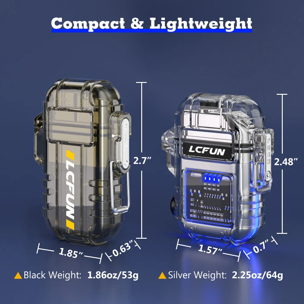 2 Pack Waterproof Windproof Torch Lighter Butane Refillable Electric Dual Arc USB Rechargeable Survival