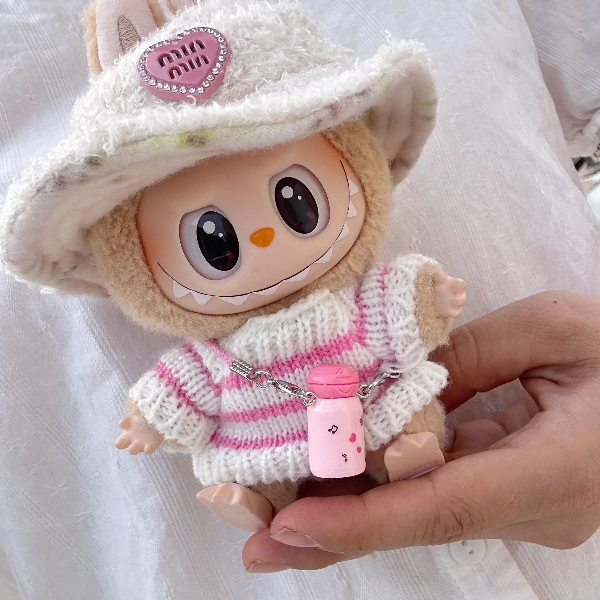 17 cm K‑Pop Doll Plaid Overalls