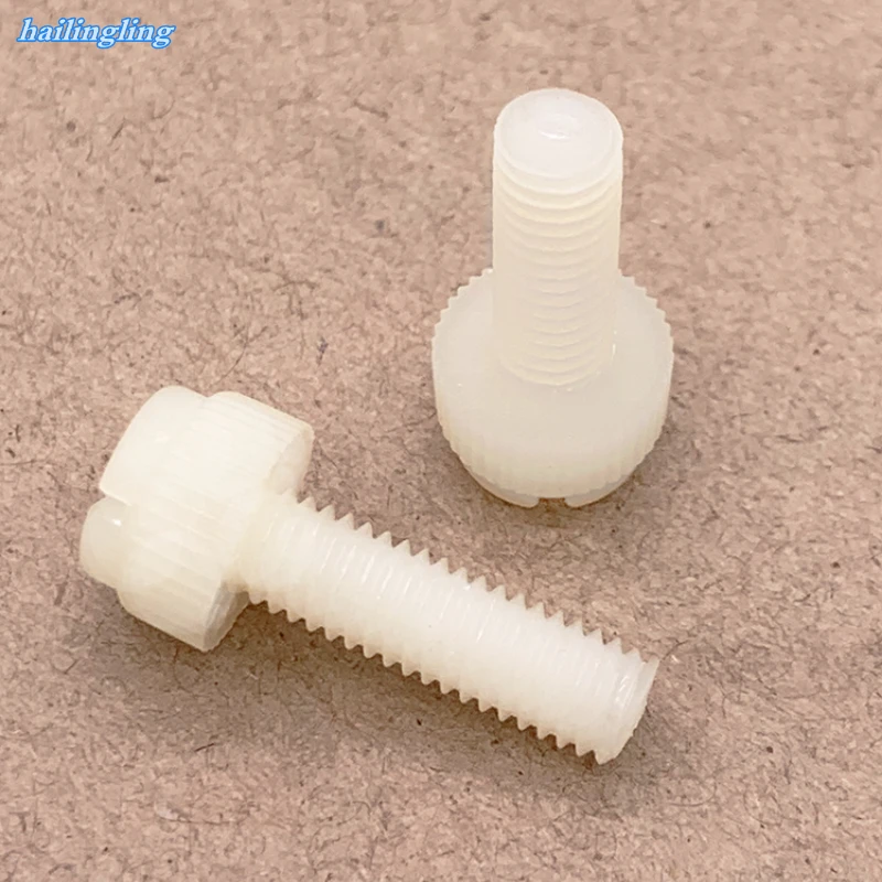 

10-50PCS m3 m4 m5 m6 m8 Nylon Slotted Knurled Screw PA66 Plastic Slotted Hand Screw Plastic Nylon Bolt
