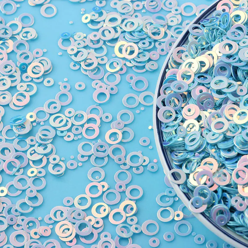 5mm Glitzer-Pailletten, hohle runde Glitzer-PVC-Pailletten zum Nähen, für Hochzeiten, Bastelarbeiten, Kostümzubehör, Pailletten, Lentejuelas – Detail 3