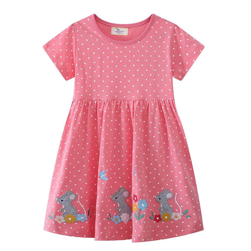 Bunny Embroidery Girls Dresses Short Sleeve Summer for Children's Clothes Toddler Wear girls dress,kids clothes