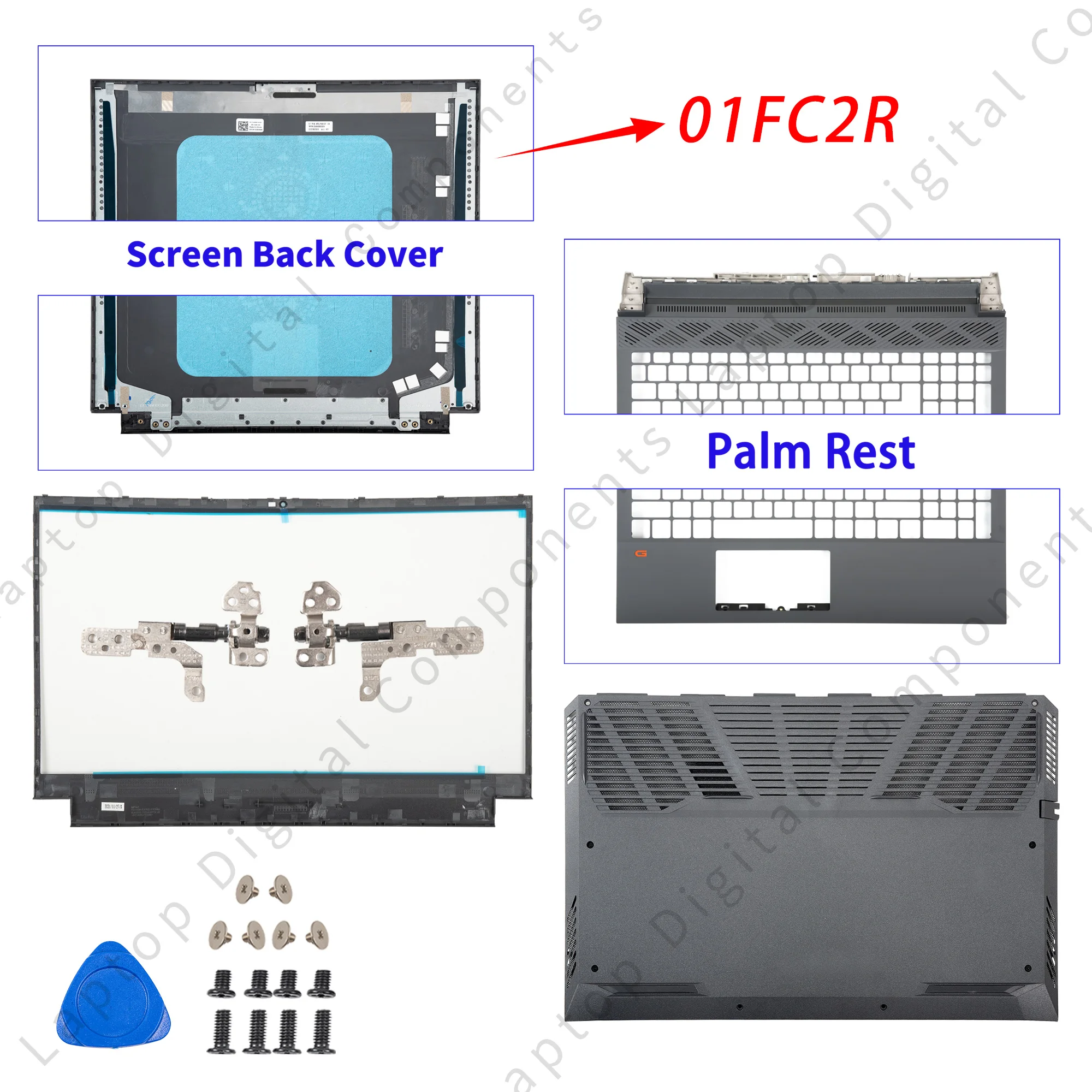 Coque Arrière (châssis) Pour Dell G15 5510, 5511, 5515 - Réf. 0HPVP4, 0WHD8R - Neuf