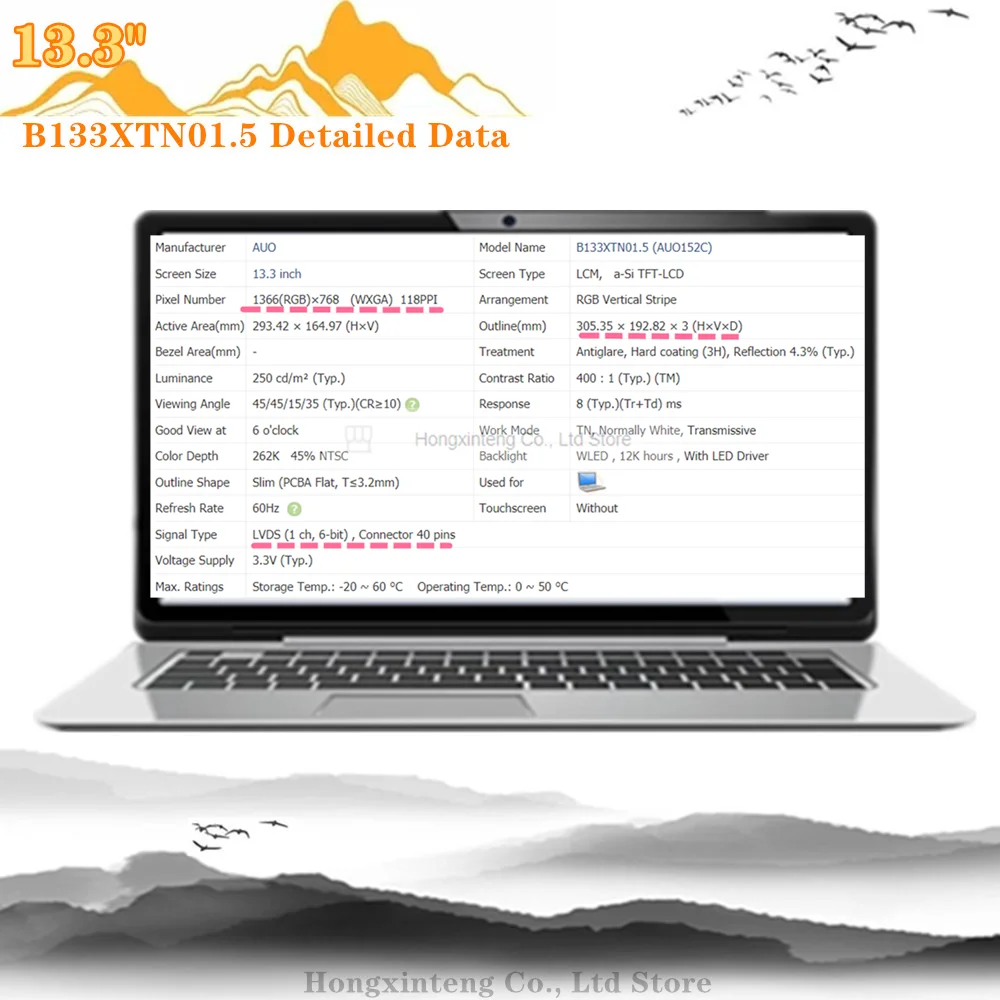 Polegada Slim hd 1366x768 40pins Atacado B133xtn01.5 para Samsung Np905s3g 915s3g B133xtn01.5 Laptop Led Lcd Tela 13.3 - Imagem 3