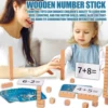 Wooden Math Toys Number Counting Puzzle Building Block Montessori Educational Toys Teaching Tool Game for Preschool Boys Girls 2