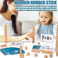 Wooden Math Toys Number Counting Puzzle Building Block Montessori Educational Toys Teaching Tool Game for Preschool Boys Girls 2