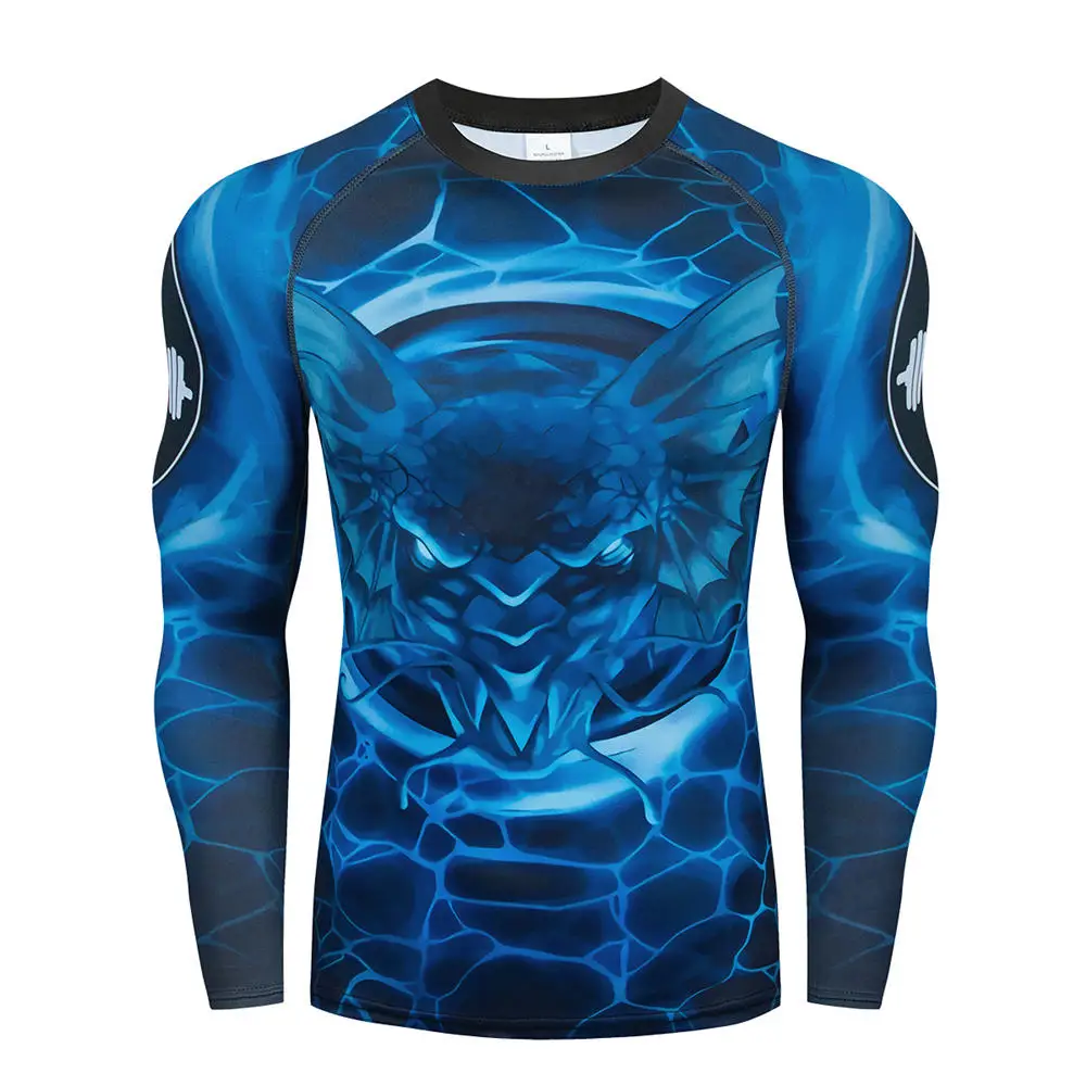 Men's Muay Thai Men MMA Kickboxing Sport Suit BJJ Rashguard T Shirts Rash Guard Fitness Tracksuit Boxing Jersey Running Set 26