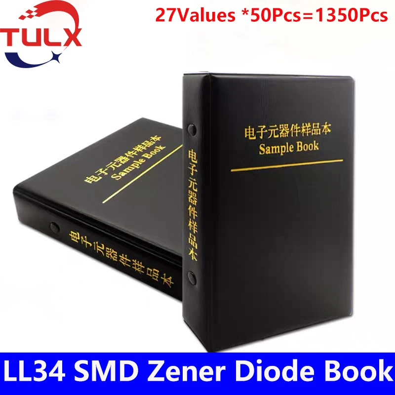 1350-675Pcs LL34 SMD Zener Diode Book 1/2W 2.4V-30V 27 Values Package Assorted Kit 0.5W 6.2V 6.8V Commonly Used Sample |