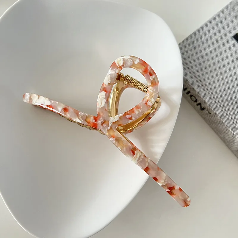 13cm Frau Große Acetat Kreuz Haar Klaue Bunte Mädchen Barrettes Französisch Eleganz Haar Clips Headwear Shark Clip Haar Zubehör – Detail 7
