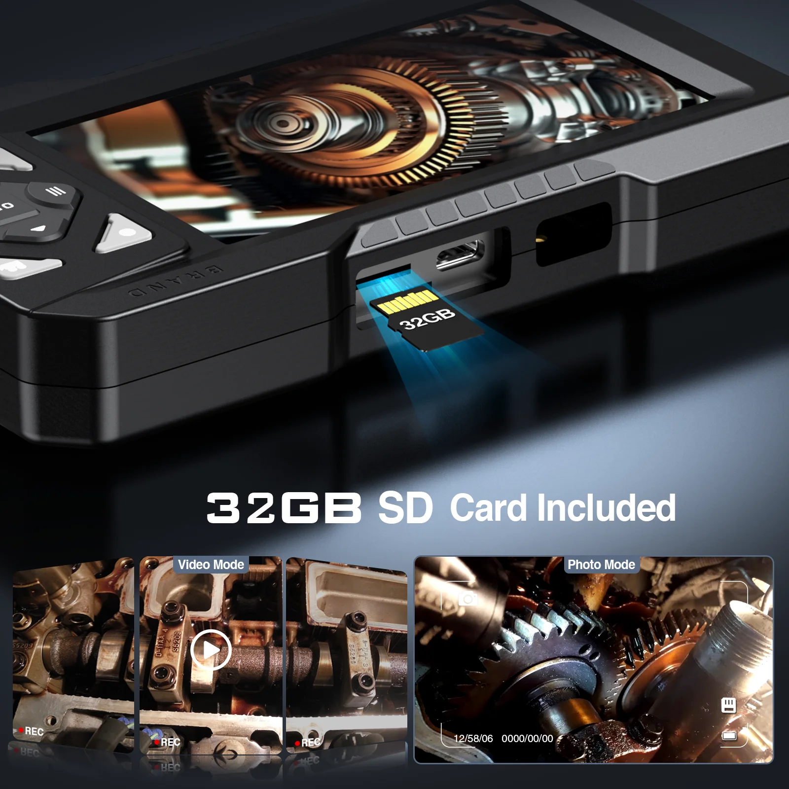 4.3'' Endoscope Camera with Light Inspection Borescope Camera 1080P HD with 8 LE