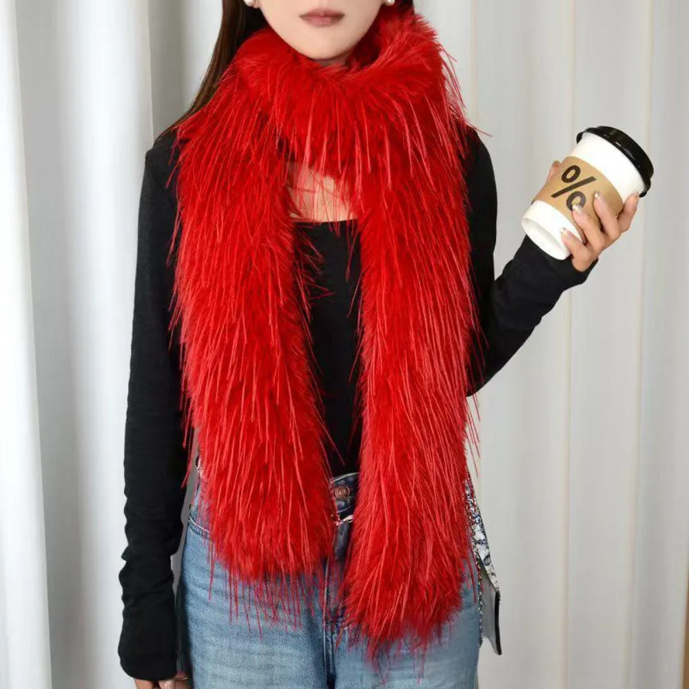 Thick Fluffy Plush Imitation Mink Fur Scarf for Women