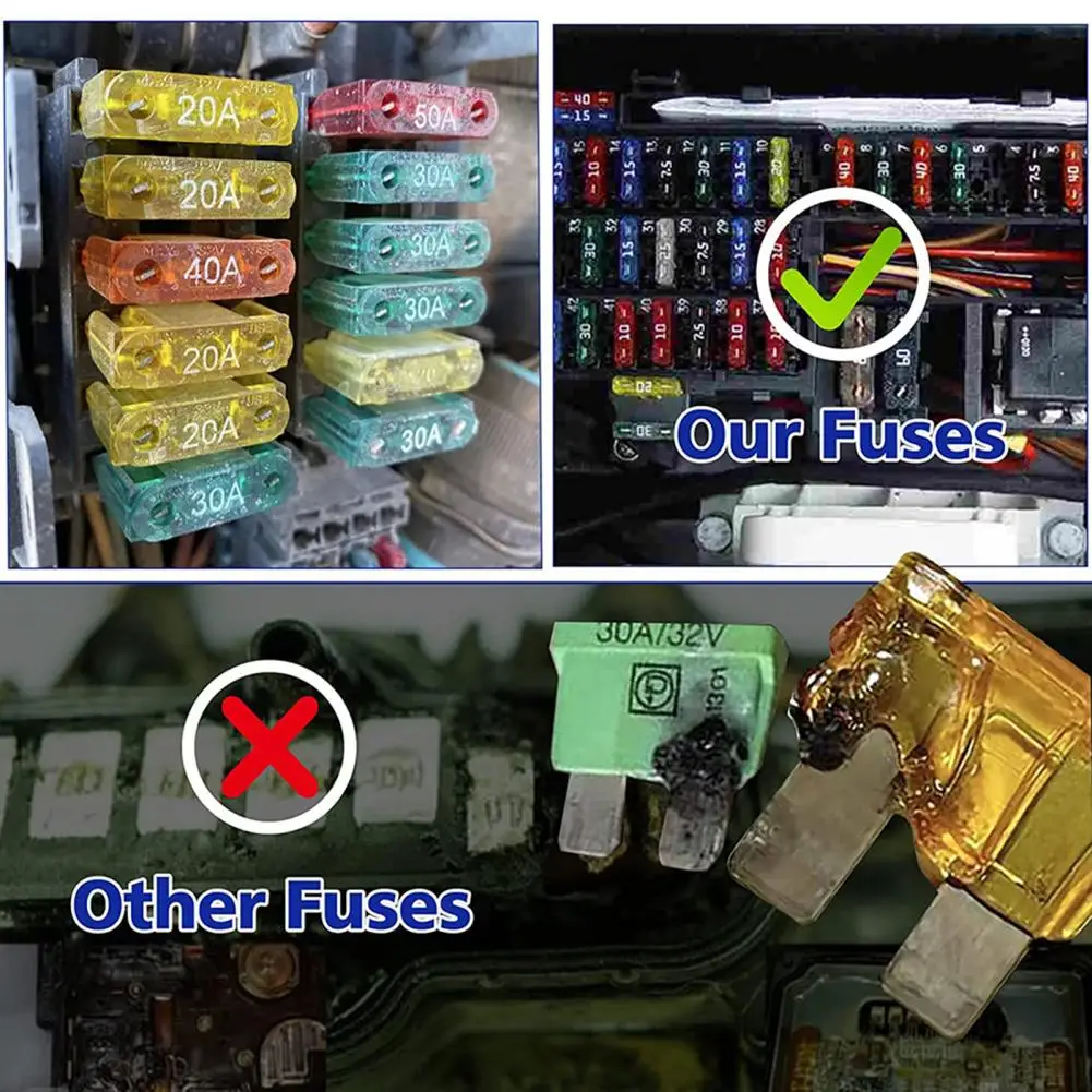 

24Pcs/Set Sturdy Insert Fuses High Toughness Compact Safety Fuses Car Insurance Auto Blade Fuse
