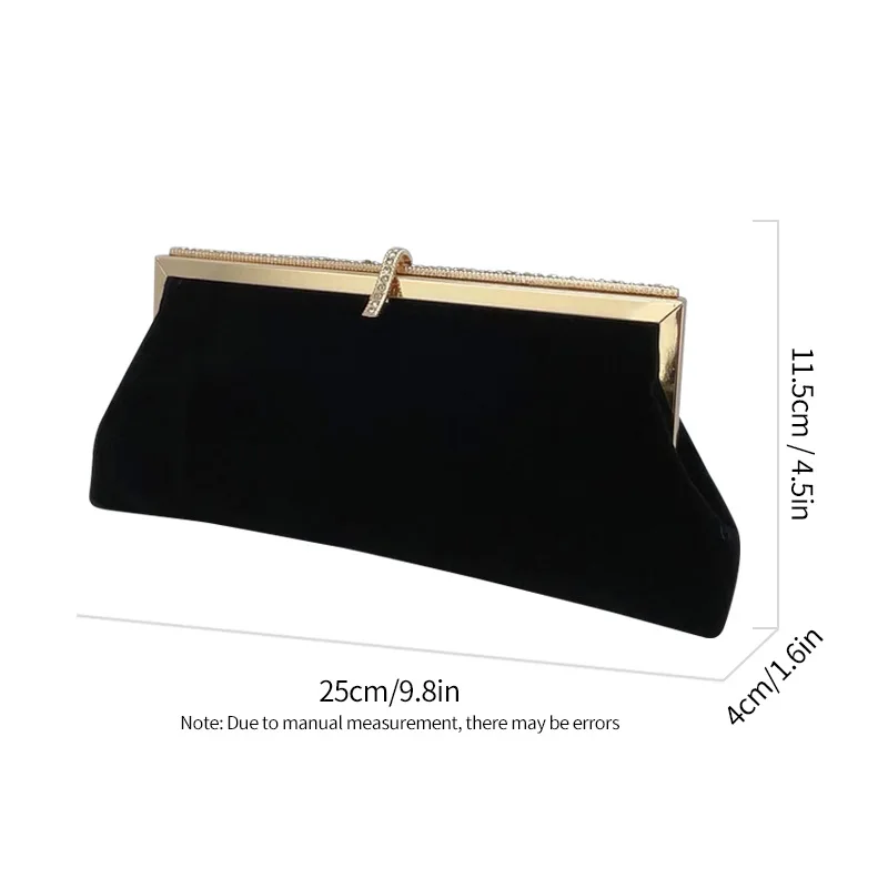 Autumn Winter Luxury Silk Velvet Clutch with Rhinestone Decoration for Formal Events Evening Party Women's Bag