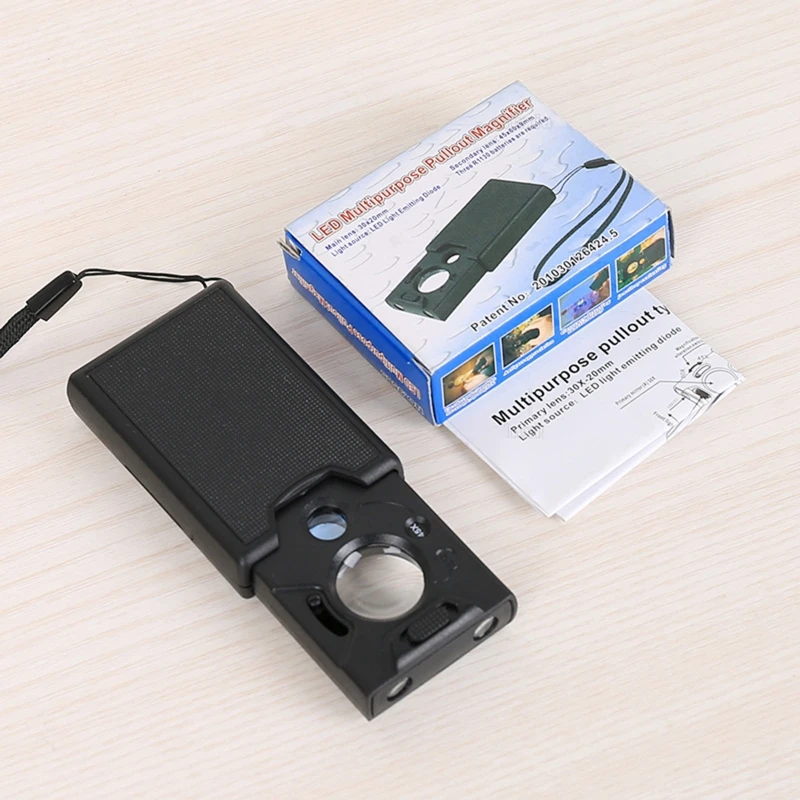 Portable Magnifying Illuminated Glass Pull Type Glass Loupe With Led